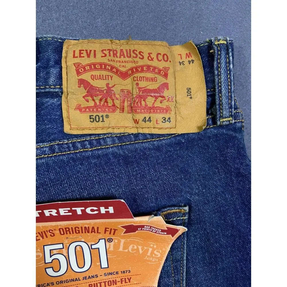NEW Levi's 501 Jeans Blue 44x34 Blue Button Fly Straight Denim Deadstock Y2K NWT
